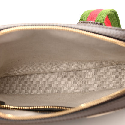 Gucci Monogram Jumbo GG Textured Dollar Calfskin Web Messenger Shoulder Bag Camel Ebony New Acero 5 of 10