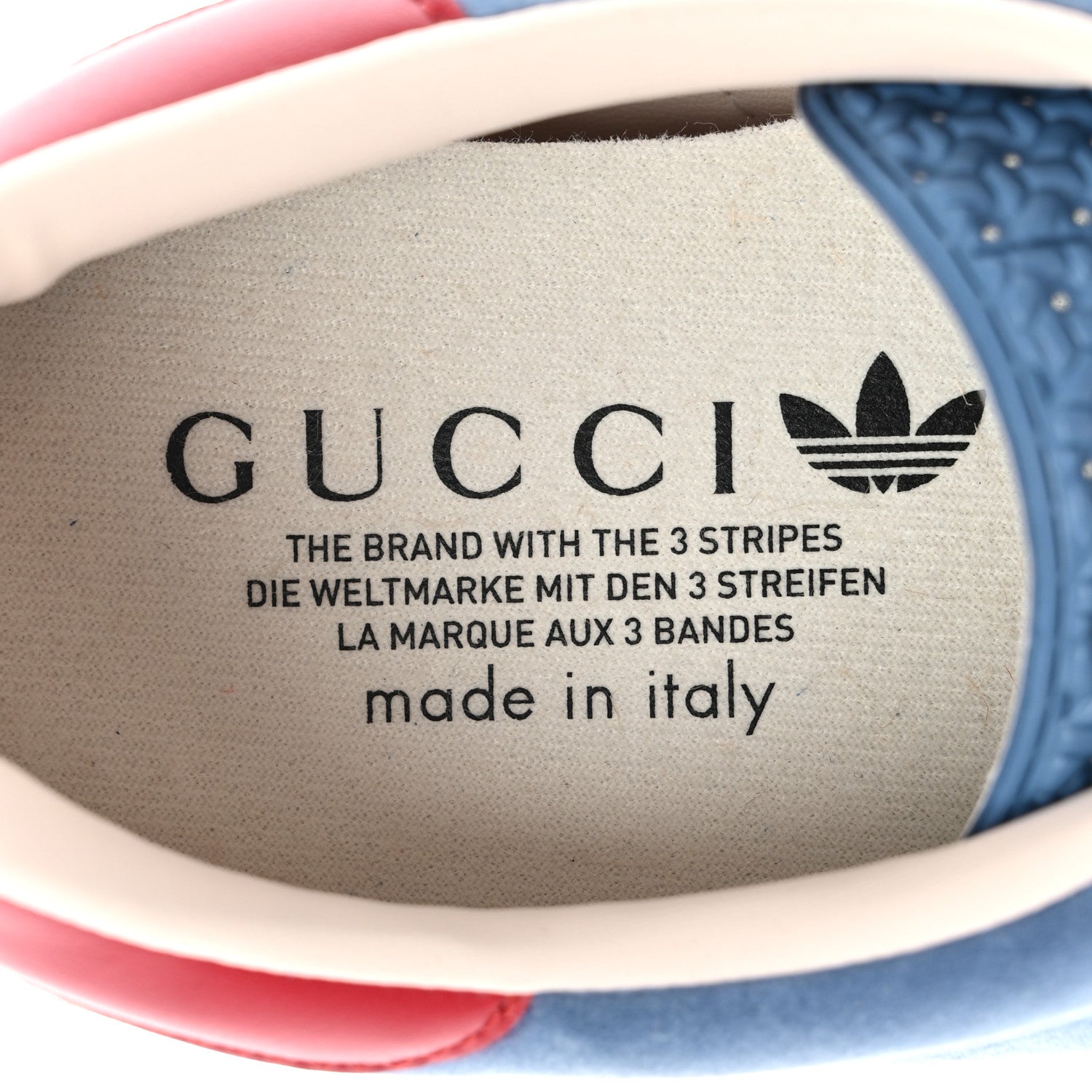 Gucci X ADIDAS Softy Velvet Suede Madeira Demetra Mens Gazelle Sneakers 10 Ice Blue Velvet Blue Smile Yellow 7 of 8