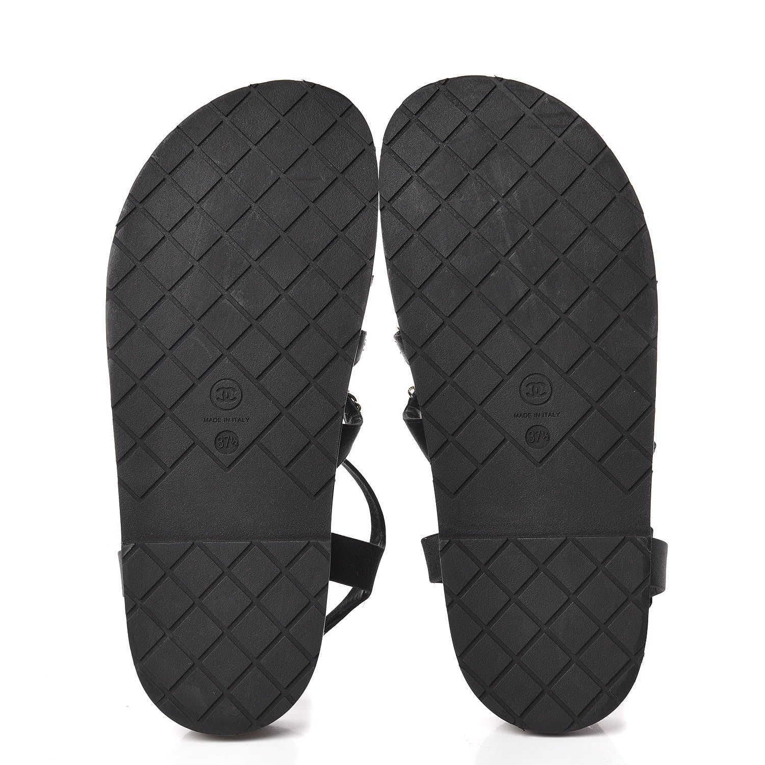 Chanel Satin Lambskin Chain Flat Sandals 37.5 Black 5 of 8
