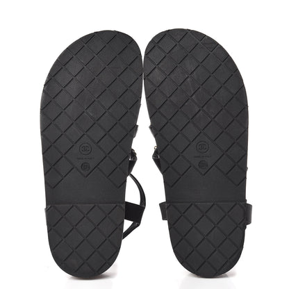 Chanel Satin Lambskin Chain Flat Sandals 37.5 Black 5 of 8