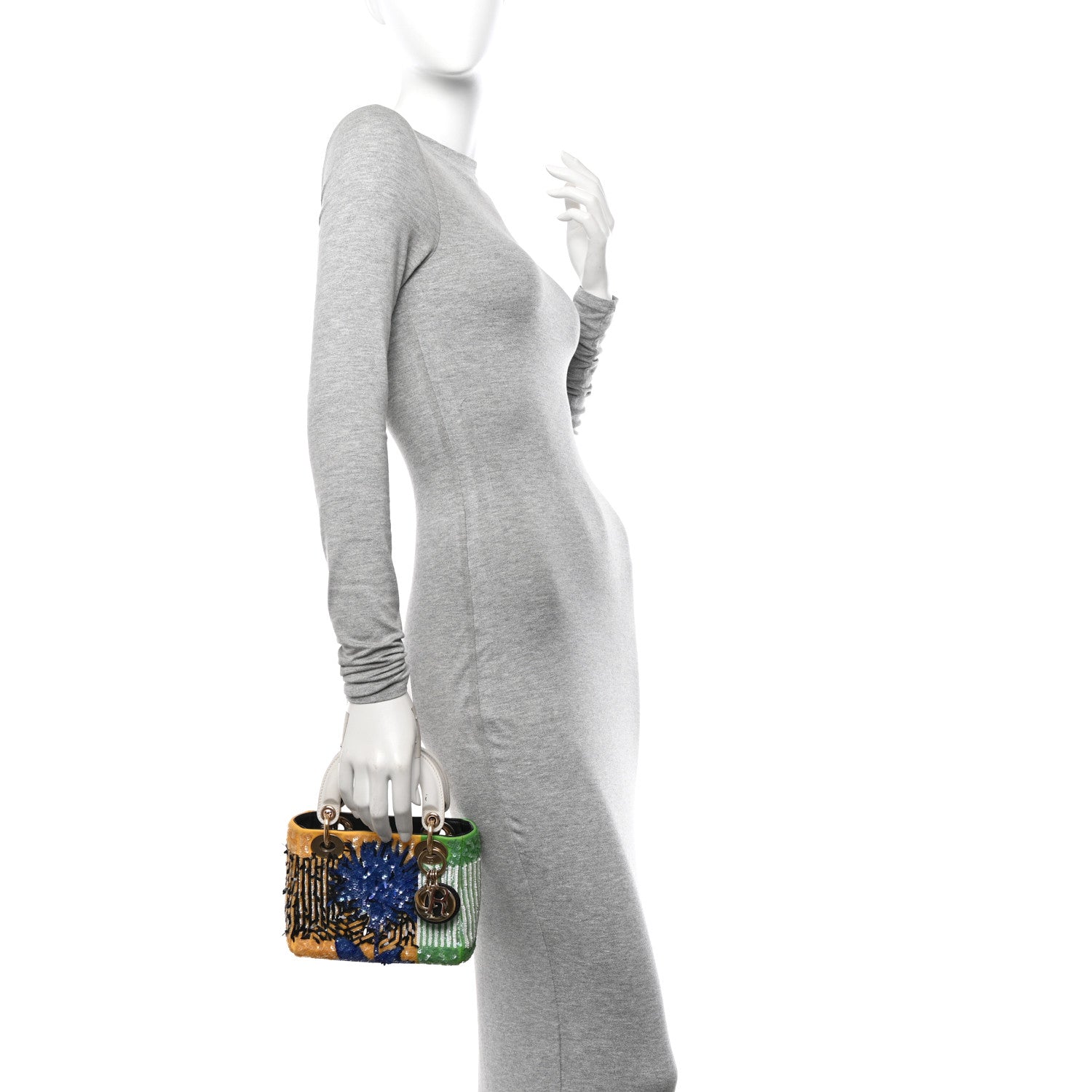 Christian Dior Canvas Sequin Flower Pop Mini Lady Dior Yellow Multicolor 2 of 17