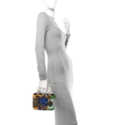 Christian Dior Canvas Sequin Flower Pop Mini Lady Dior Yellow Multicolor 2 of 17