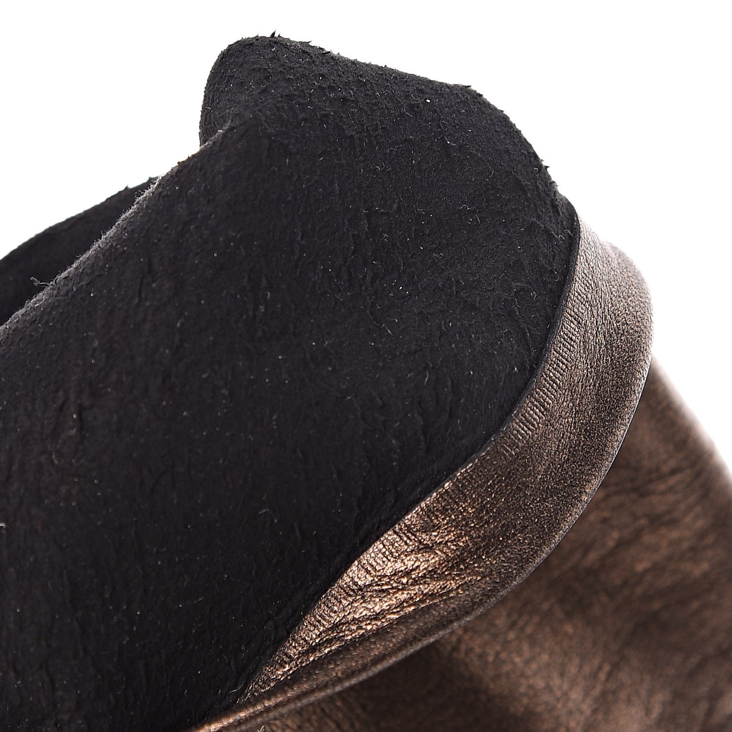 Metallic Lambskin Long Gloves 8 Black Brown
