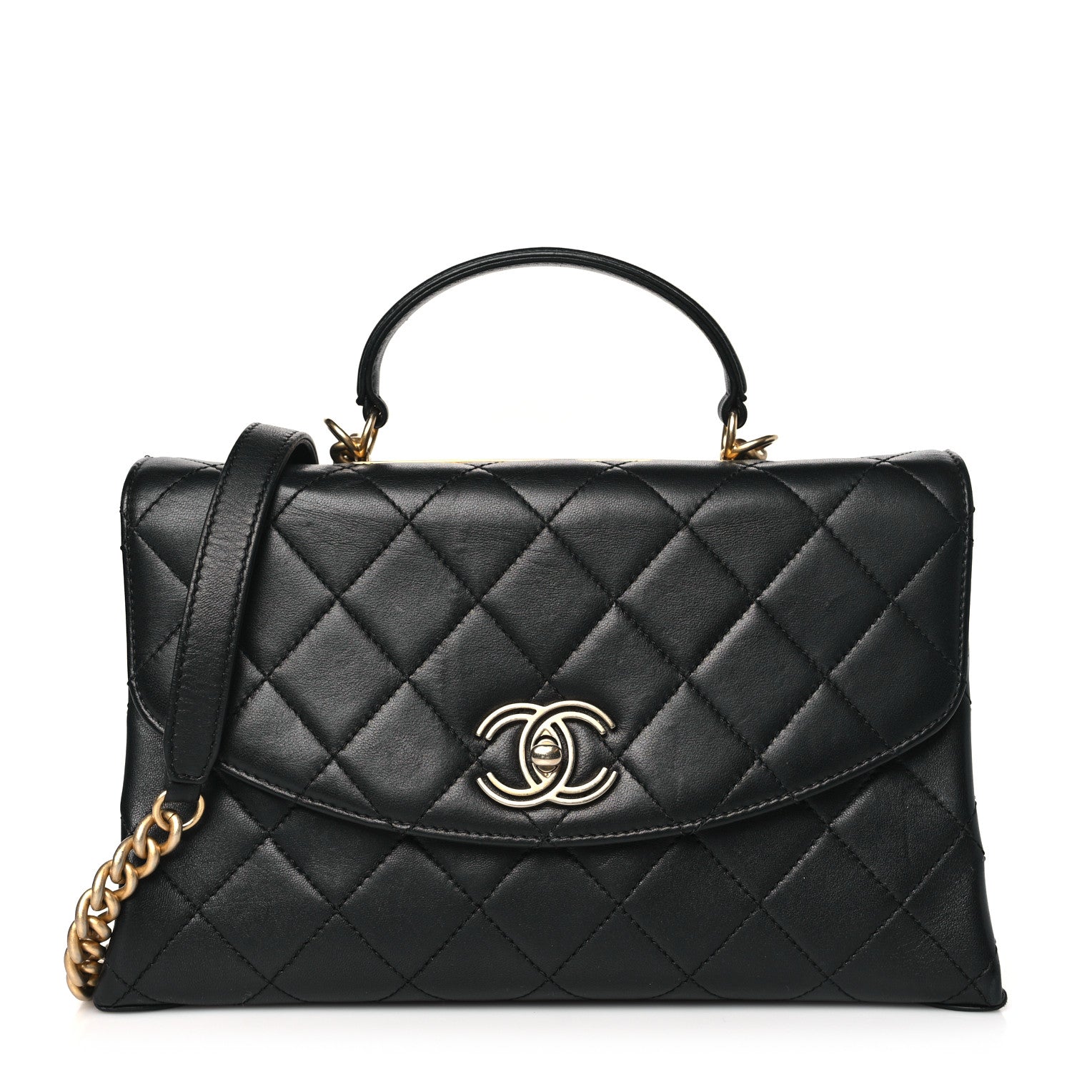 Chanel Lambskin Quilted Large Trendy Spirit Top Handle Bag Black 1 of 11