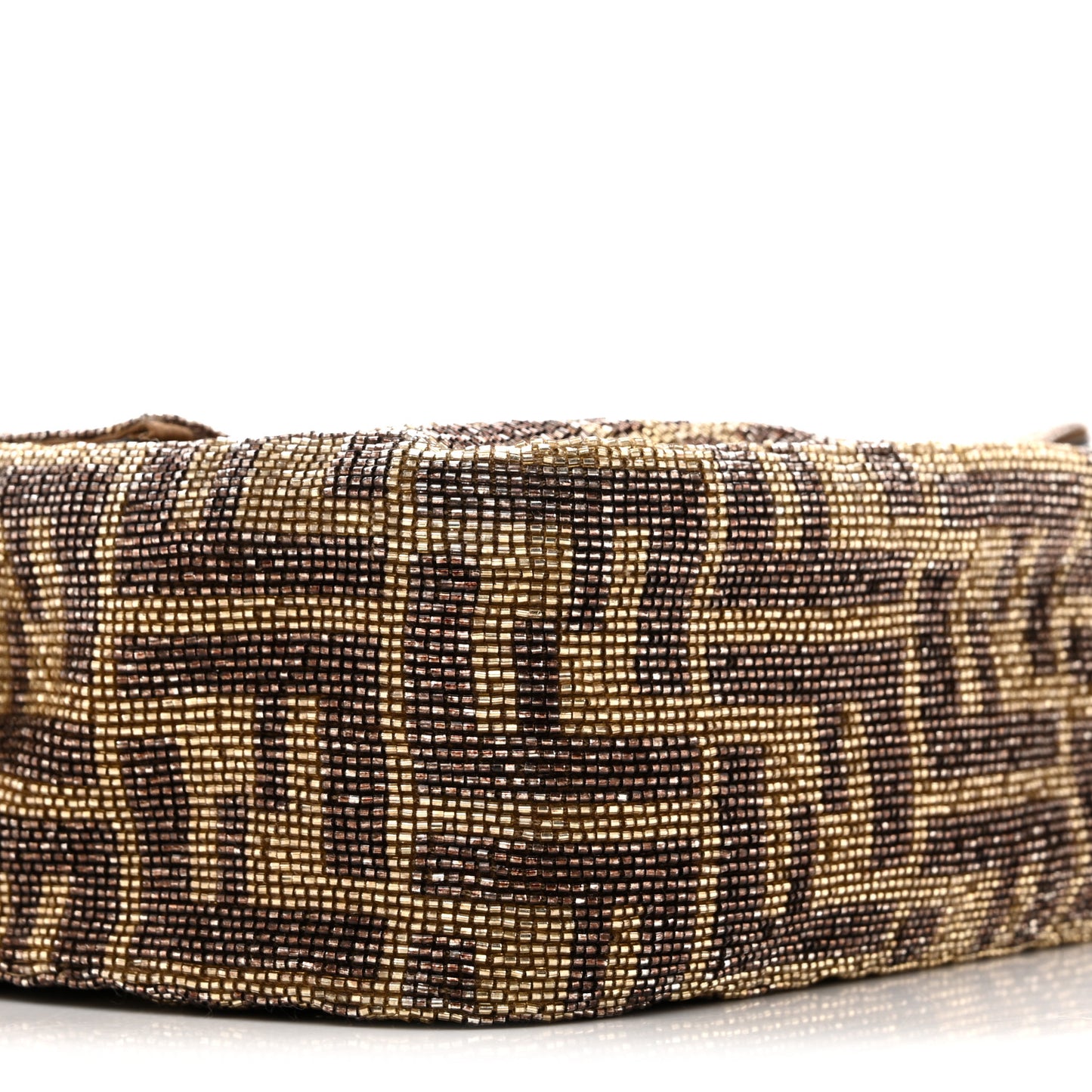 Vitello King Beaded Zucca Baguette Mogano Panna Ebano