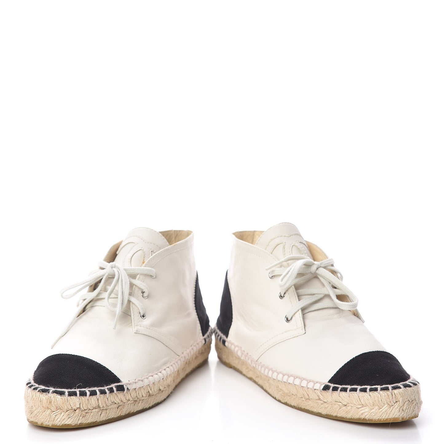 Lambskin Canvas Cap Toe Lace Up Espadrilles 38 White Black