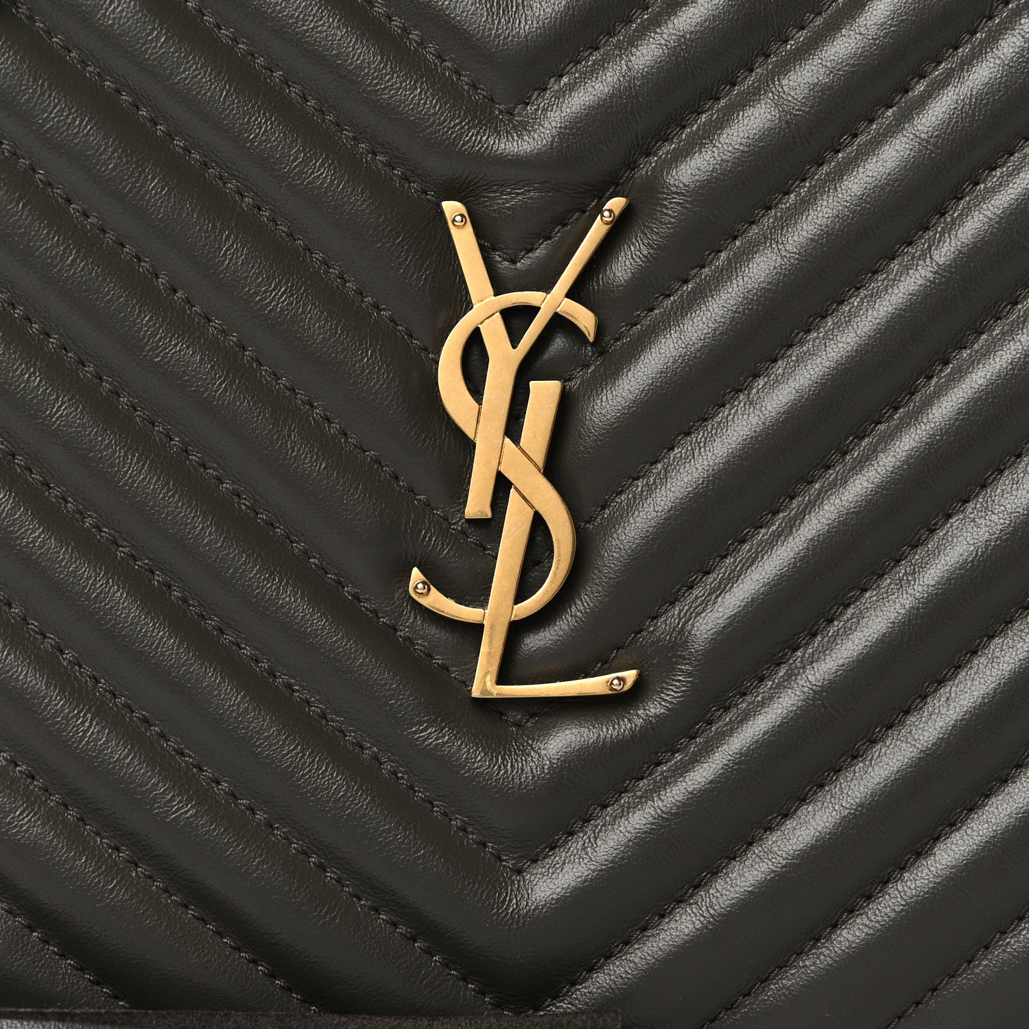 Saint Laurent Calfskin Matelasse Monogram Lou Camera Bag Grey Kaki 8 of 10
