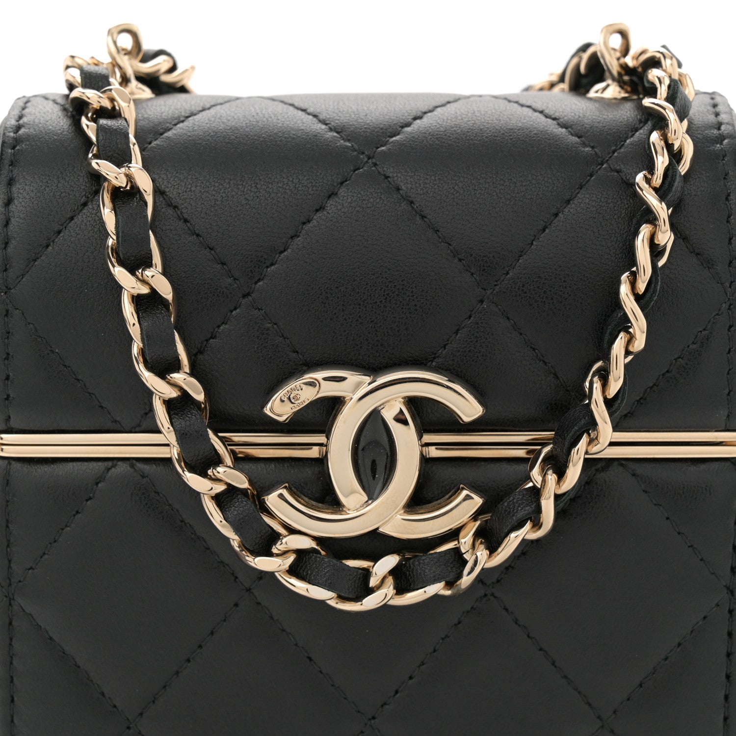 Chanel Lambskin Quilted Small Box With Chain Black 9 of 11