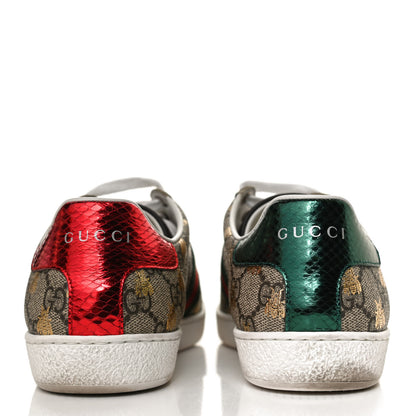 Gucci GG Supreme Monogram Bees Ayers Web Womens Ace Sneakers 37.5 Beige Oro Green Red 6 of 11