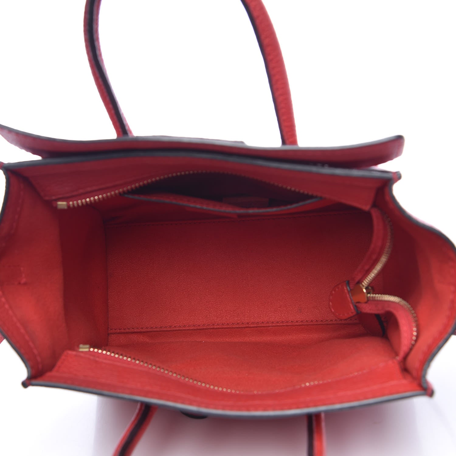 Celine Drummed Calfskin Nano Luggage Coquelicot 5 of 12
