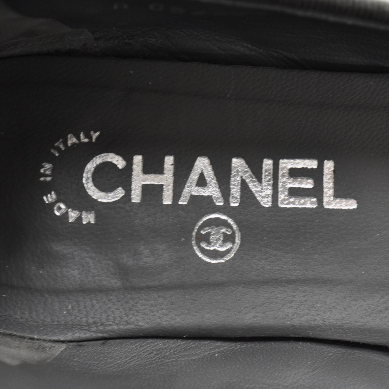 Chanel Nylon Quilted Cap Toe Ballerina Flats 39.5 Black and Gray 7 of 8