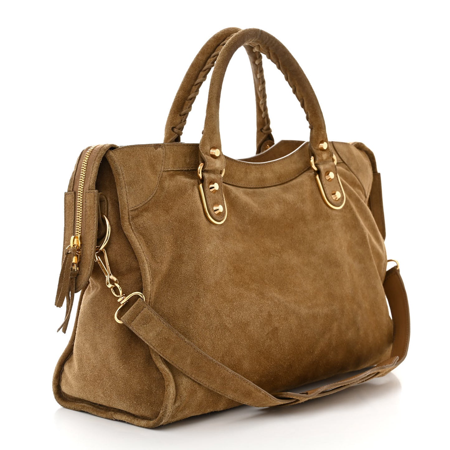 Baby Daim Suede Gold Metallic Edge Hardware City Beige Latte