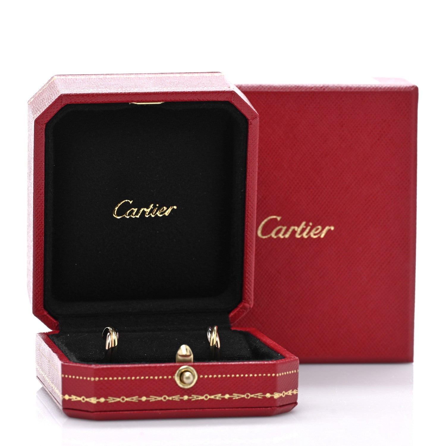 Cartier 18K Pink Yellow White Gold Small Trinity Hoop Earrings 5 of 5