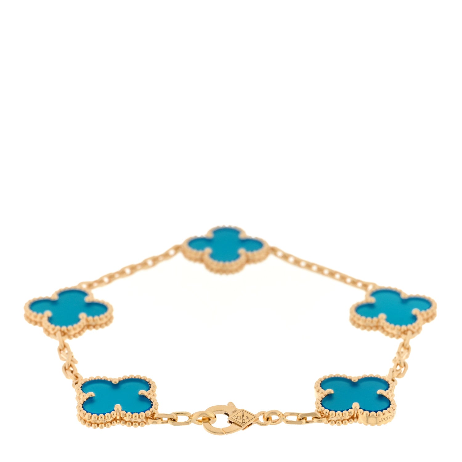 Van Cleef & Arpels 18K Yellow Gold Blue Agate 5 Motifs Vintage Alhambra Bracelet 2 of 4