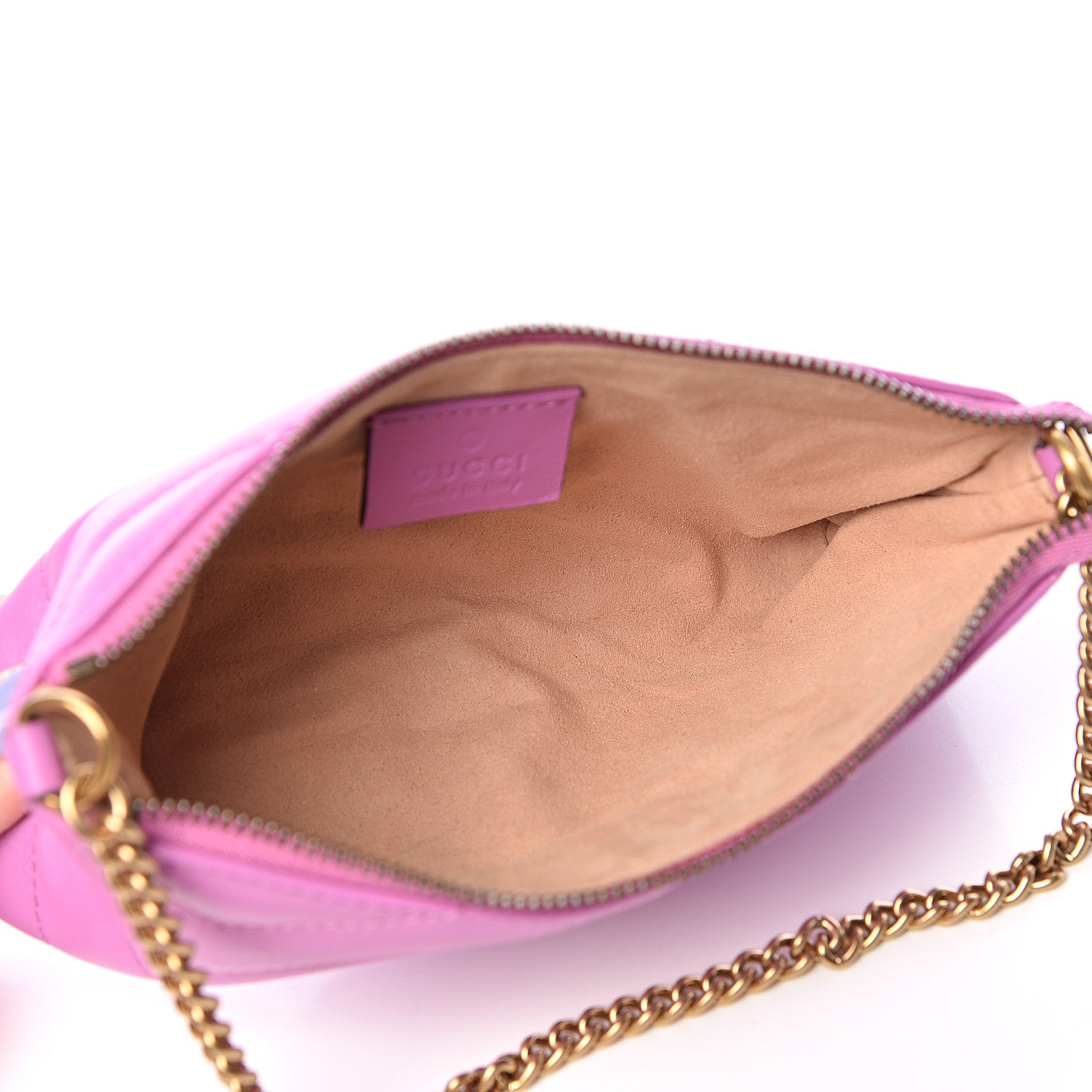Gucci Calfskin Matelasse Mini GG Marmont Chain Bag Candy Mousse 5 of 11