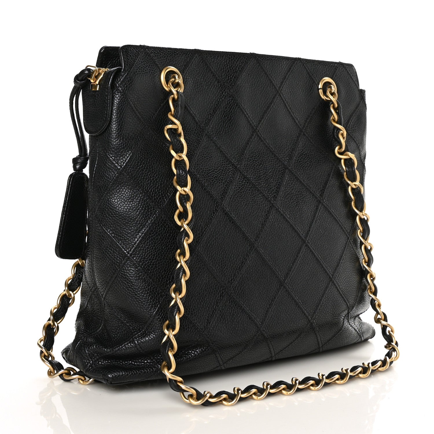 Chanel Caviar Diamond Embossed Shoulder Bag Black 2 of 9