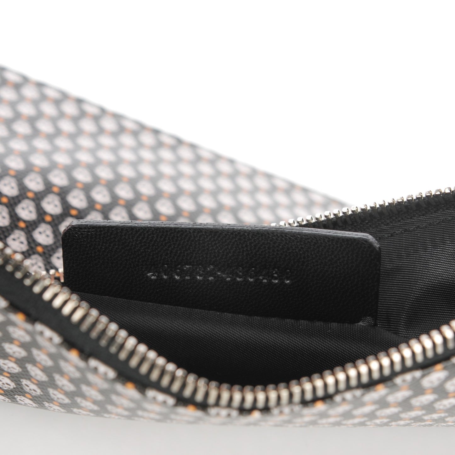 Coated Canvas Skull Zipped Pouch Black