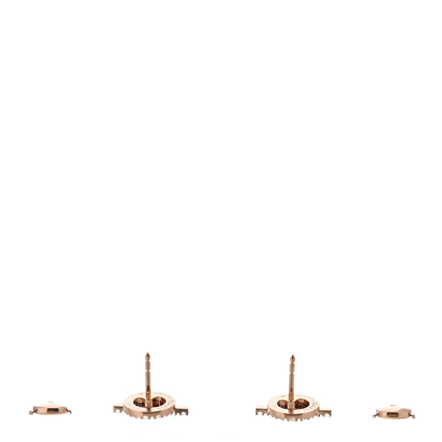 Hermes 18K Rose Gold Diamond Finesse Earrings 3 of 5