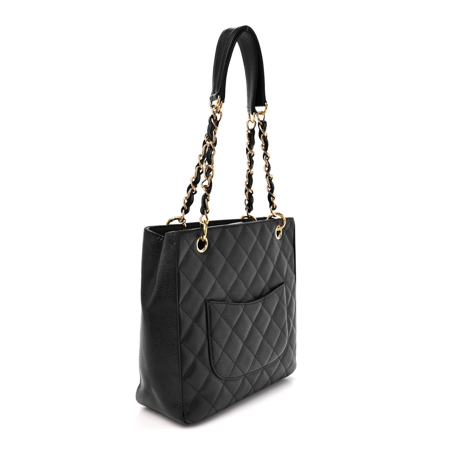 Caviar Quilted Petit Shopping Tote PST Black