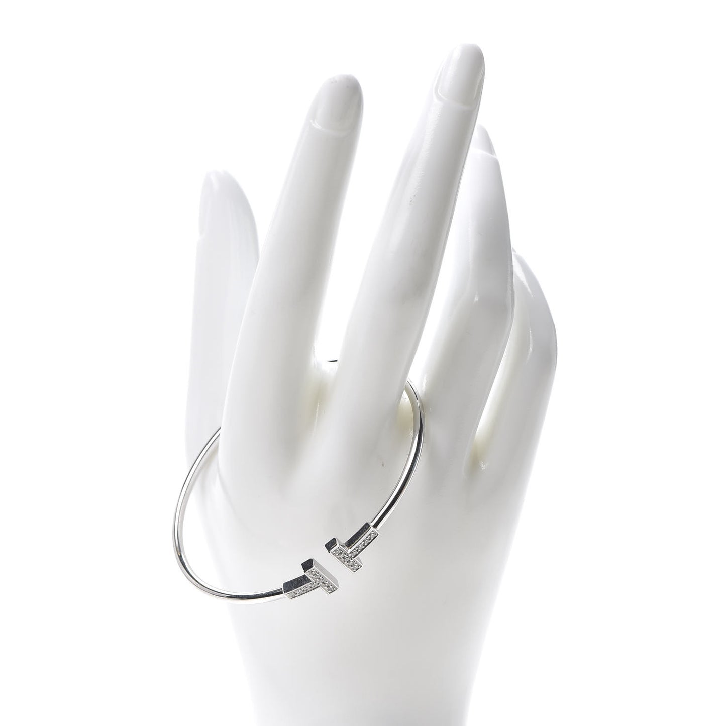 18K White Gold Diamond T Wire Bracelet