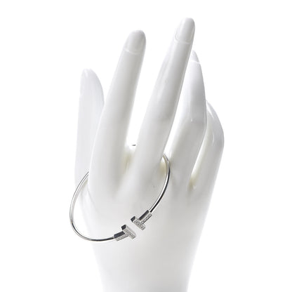 Tiffany 18K White Gold Diamond T Wire Bracelet 2 of 5