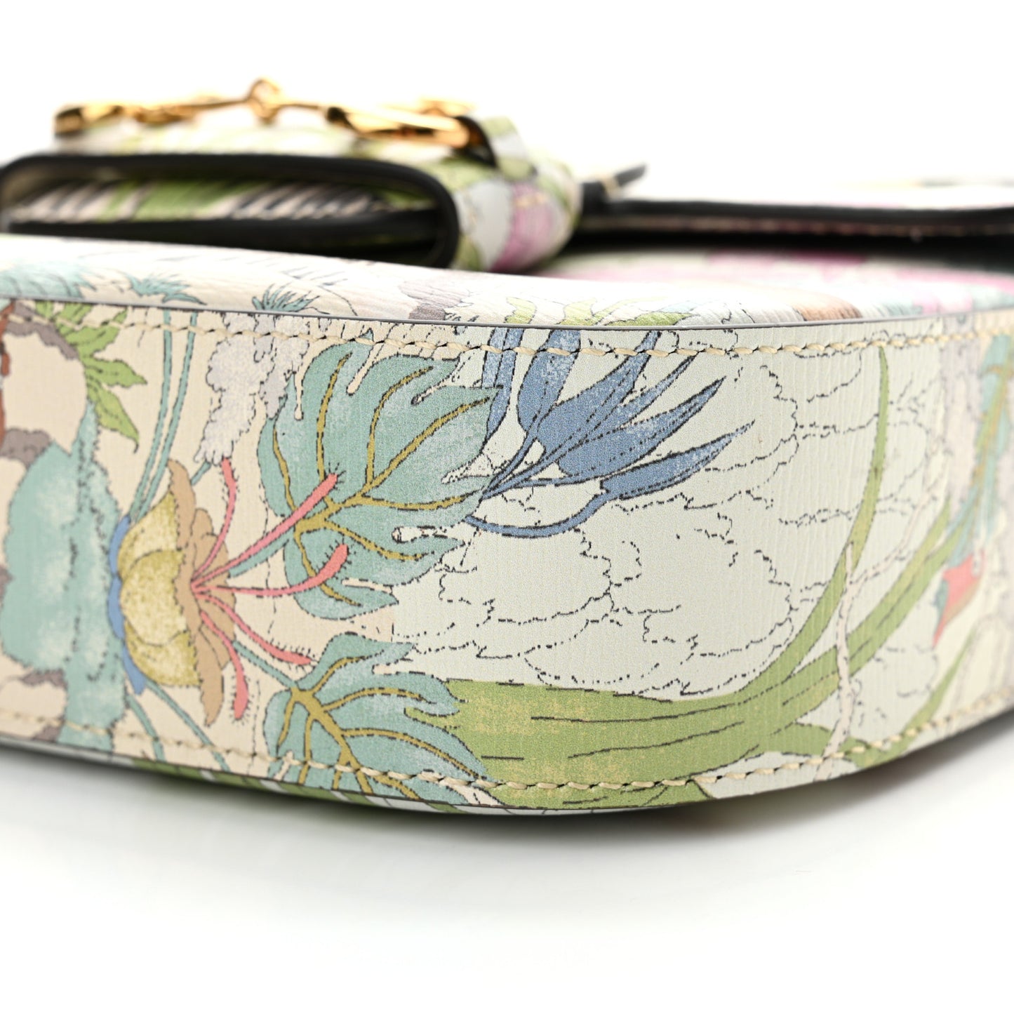 New Shangai Calfskin Tiger Savanah Web Mini Horsebit 1955 Shoulder Bag Chalky White Multicolor