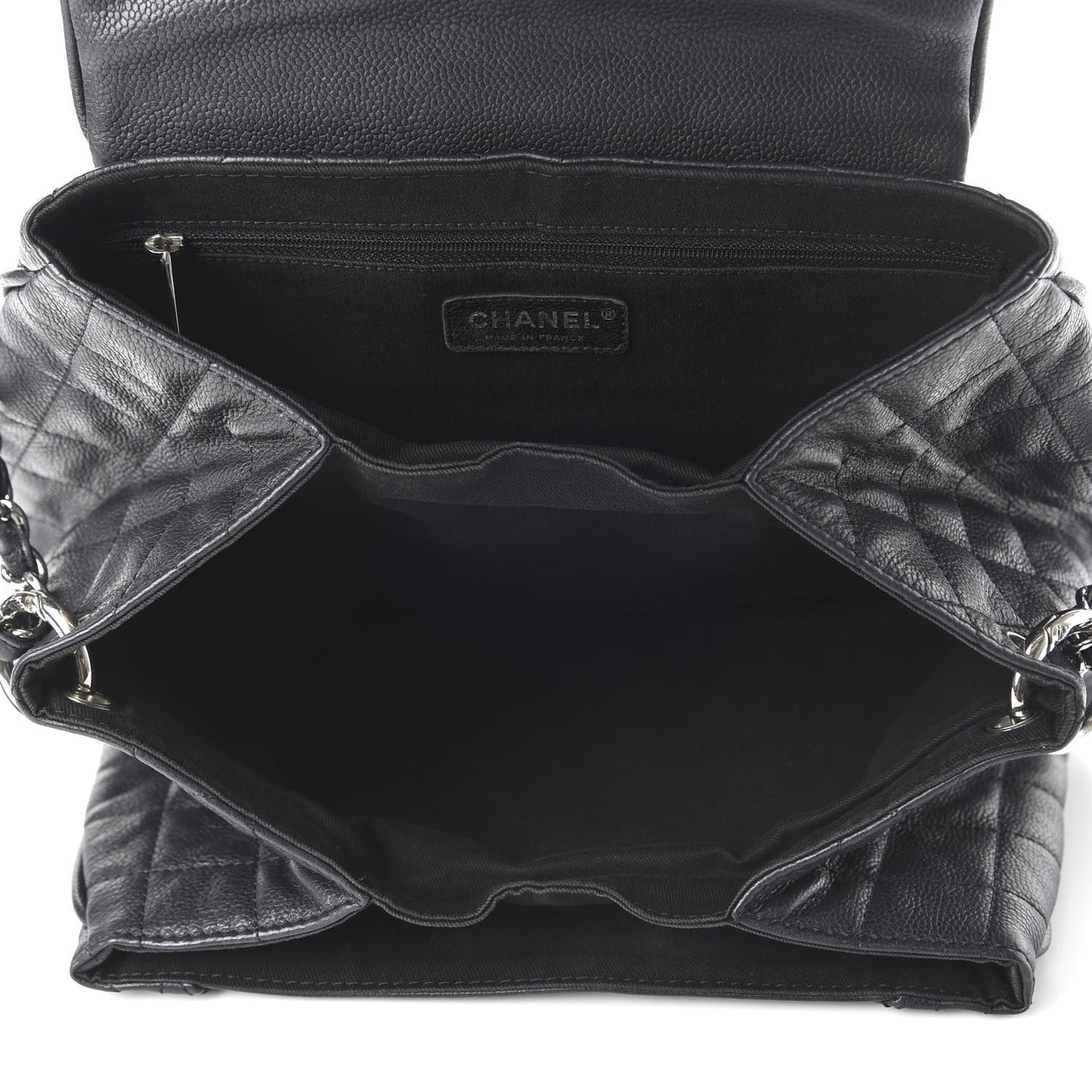 Caviar Quilted Timeless Accordion Flap Black