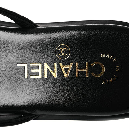 Chanel Goatskin CC Times Square Thong Sandals 38 Black 9 of 11