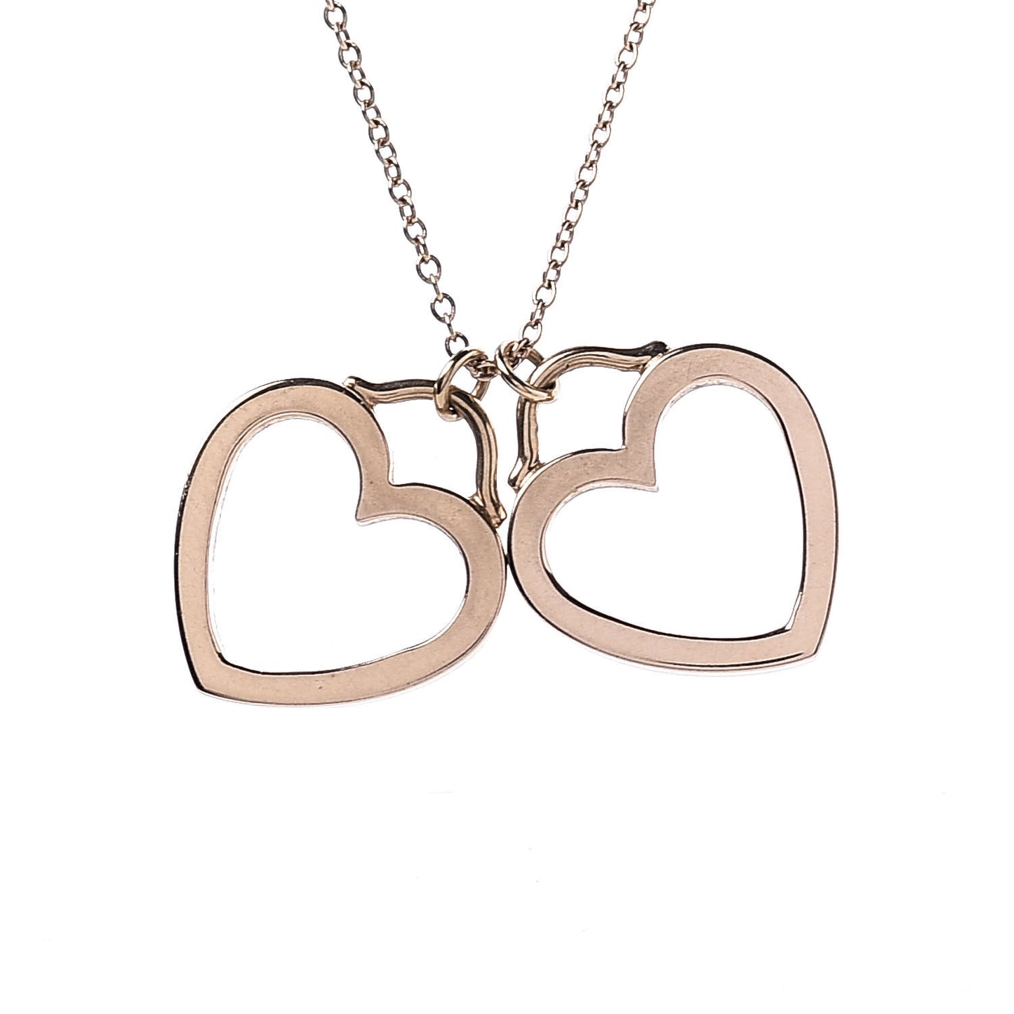 18K Rose Gold Double Open Heart Pendant Necklace