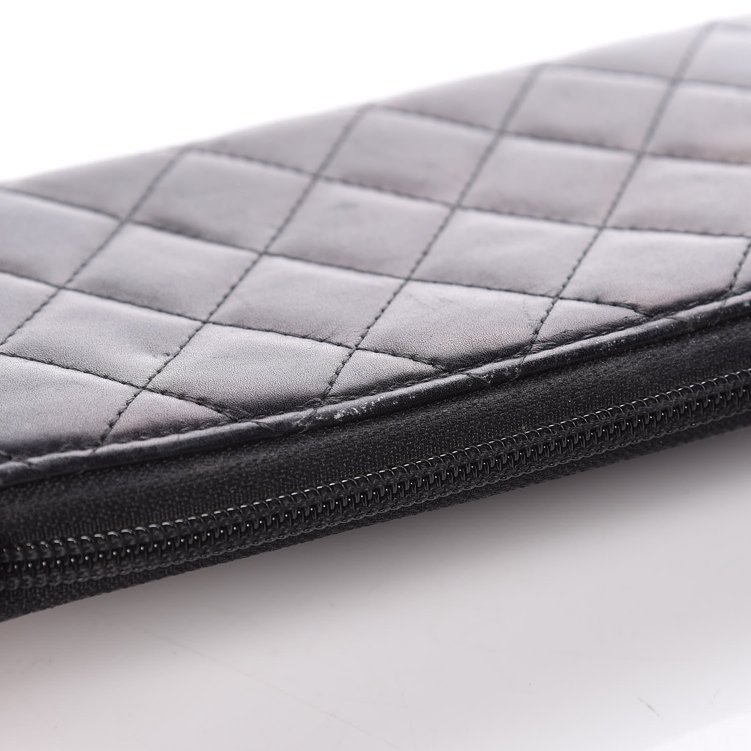 Chanel Calfskin Quilted Cambon Large Gusset Zip Around Wallet Black Silver 12 of 14
