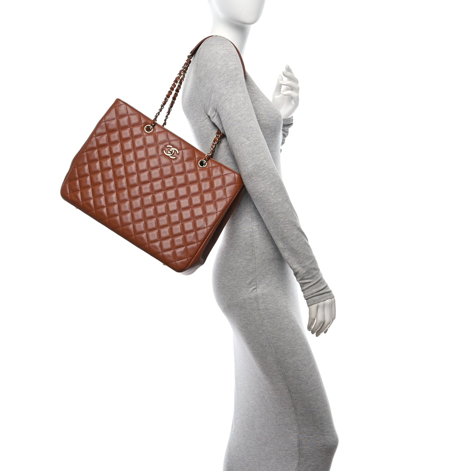 Chanel Caviar Quilted Large Shopping Tote Dark Beige 2 of 9