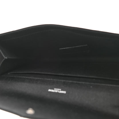 Saint Laurent Grain De Poudre Matelasse Chevron Monogram Envelope Clutch Black 5 of 13
