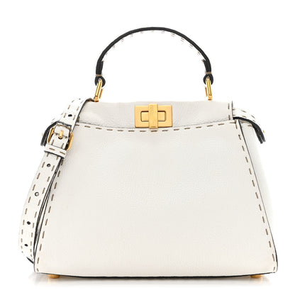Fendi Cuoio Romano Selleria Mini Peekaboo Iconic Satchel White 1 of 11