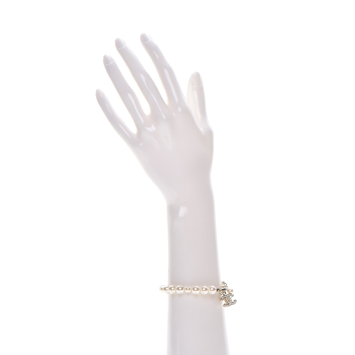 Pearl Crystal CC Bracelet Gold