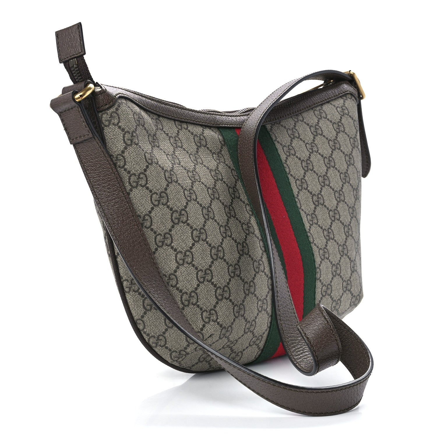 Gucci GG Supreme Monogram Web Small Ophidia Half Moon Hobo Brown 2 of 12