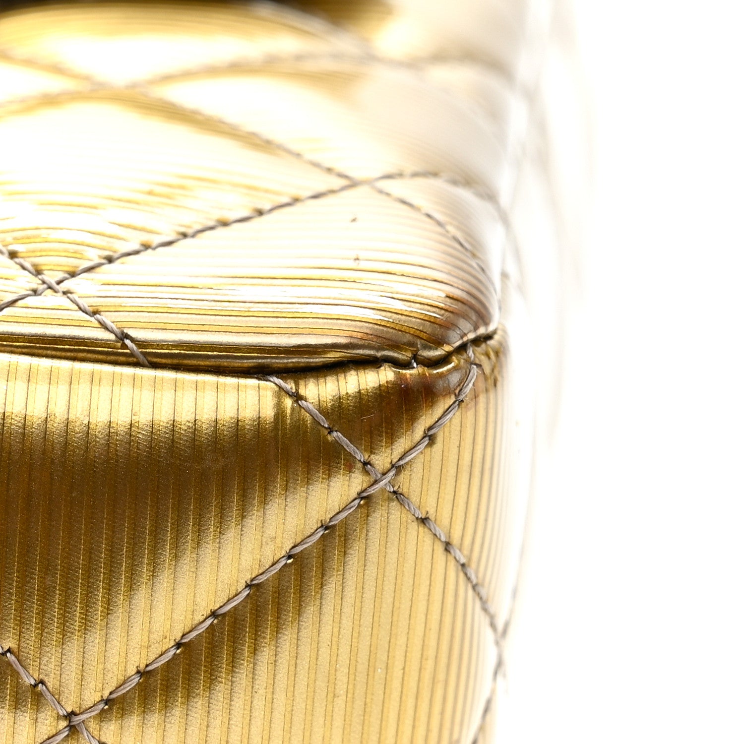 Chanel Striated Patent Quilted Extra Mini Rectangular Flap Gold 13 of 14