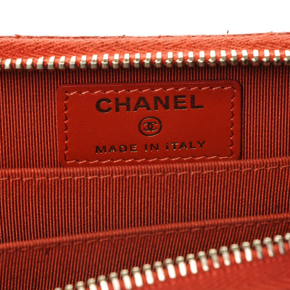 Chanel Pearly Caviar Quilted Zip Coin Purse Orange 6 of 7