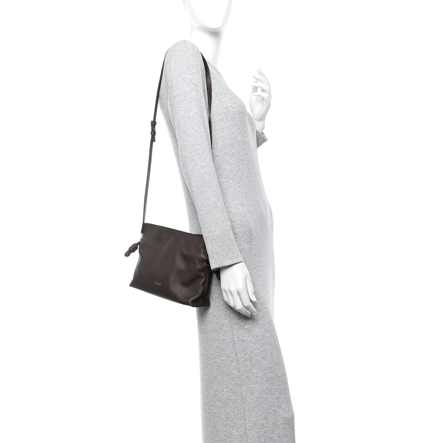 Loewe Calfskin Mini Flamenco Knot Clutch Chocolate 2 of 11