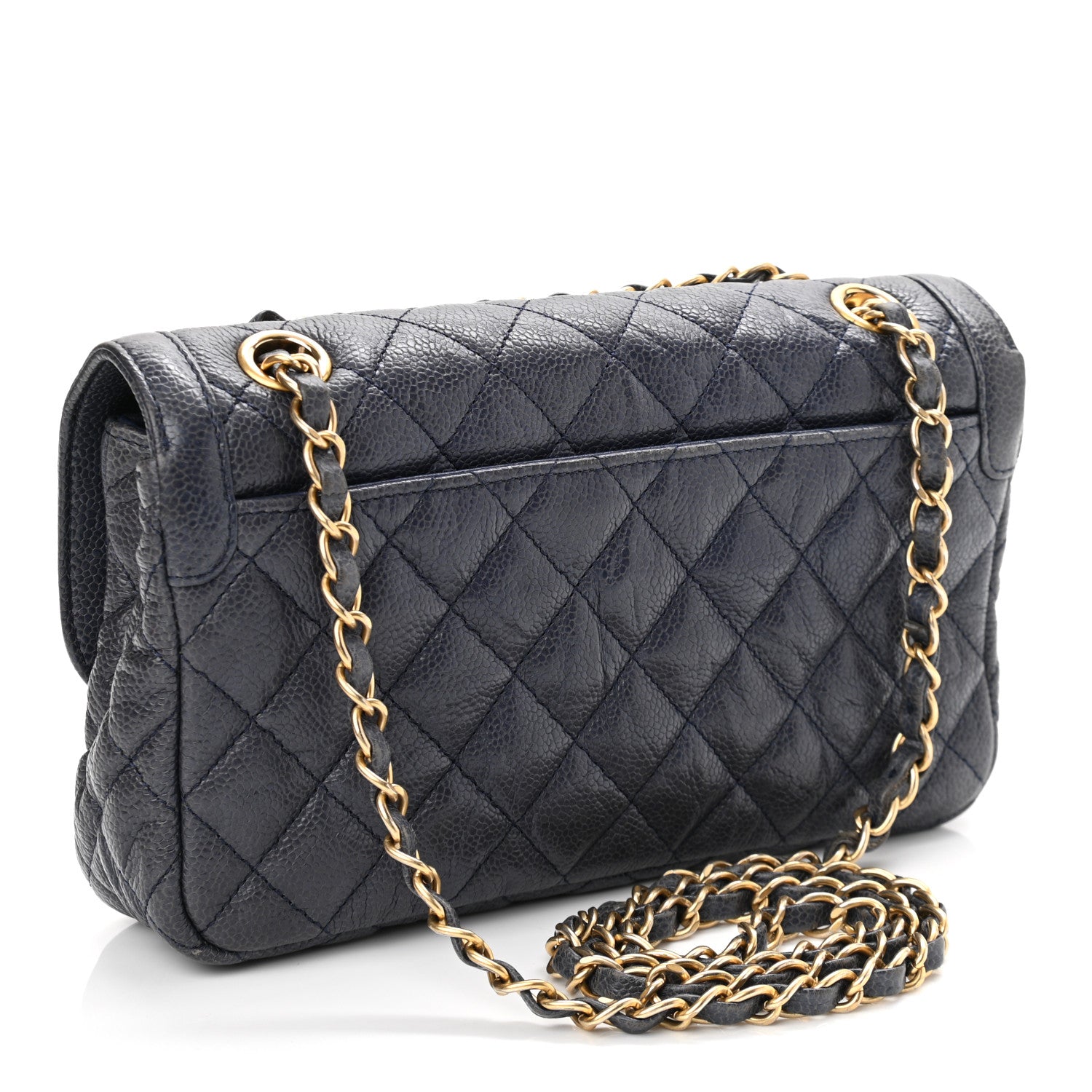 Chanel Crumpled Grained Calfskin Small Two Tone Flap Navy 3 of 10