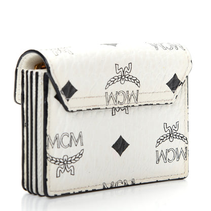 MCM Visetos Mini Accordion Card Wallet White 3 of 9