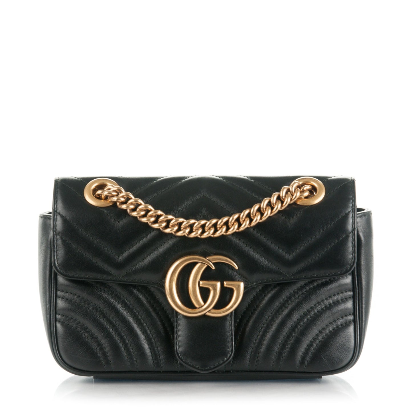 Calfskin Matelasse Mini GG Marmont Shoulder Bag Black