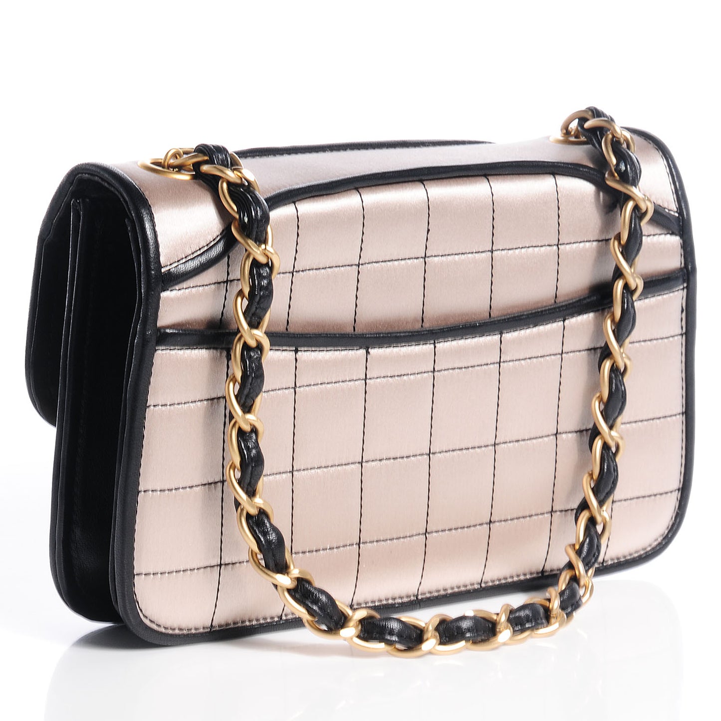 Satin Quilted Mademoiselle Flap Handbag Light Pink