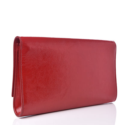 Saint Laurent Textured Patent Monogram Large Belle De Jour Clutch Red 3 of 12