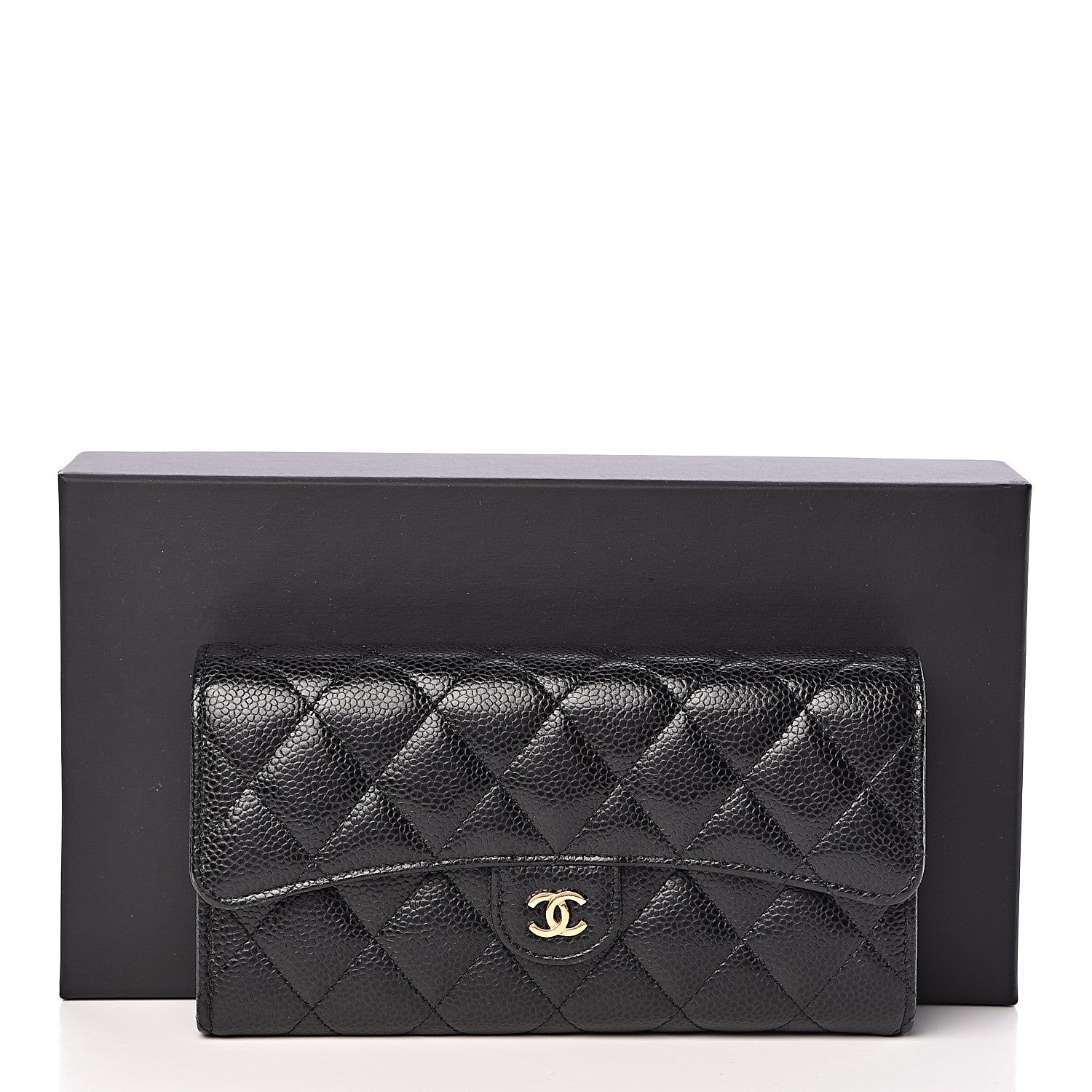 Chanel Caviar Quilted Large Flap Gusset Wallet Black 9 of 9