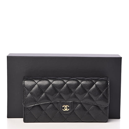 Chanel Caviar Quilted Large Flap Gusset Wallet Black 9 of 9