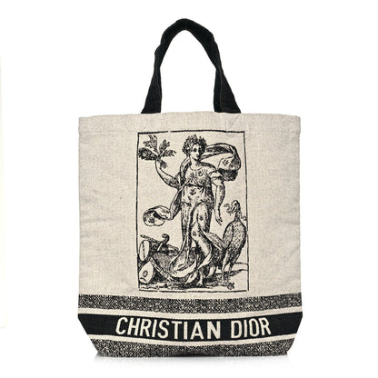 Christian Dior Canvas Print Cruise Tote Ivory Black 1 of 12