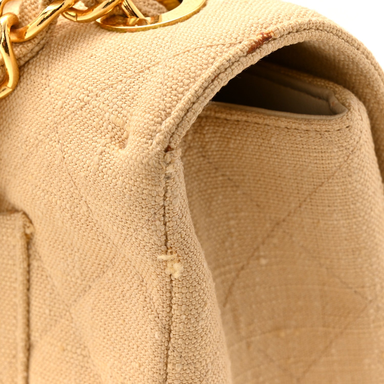 Chanel Canvas Quilted XL Jumbo Single Flap Beige 1780813