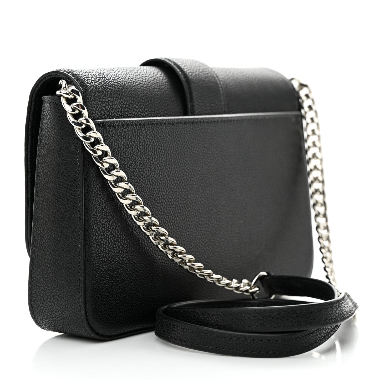 Calfskin Crystal Cheri Wallet on Chain Bag Black