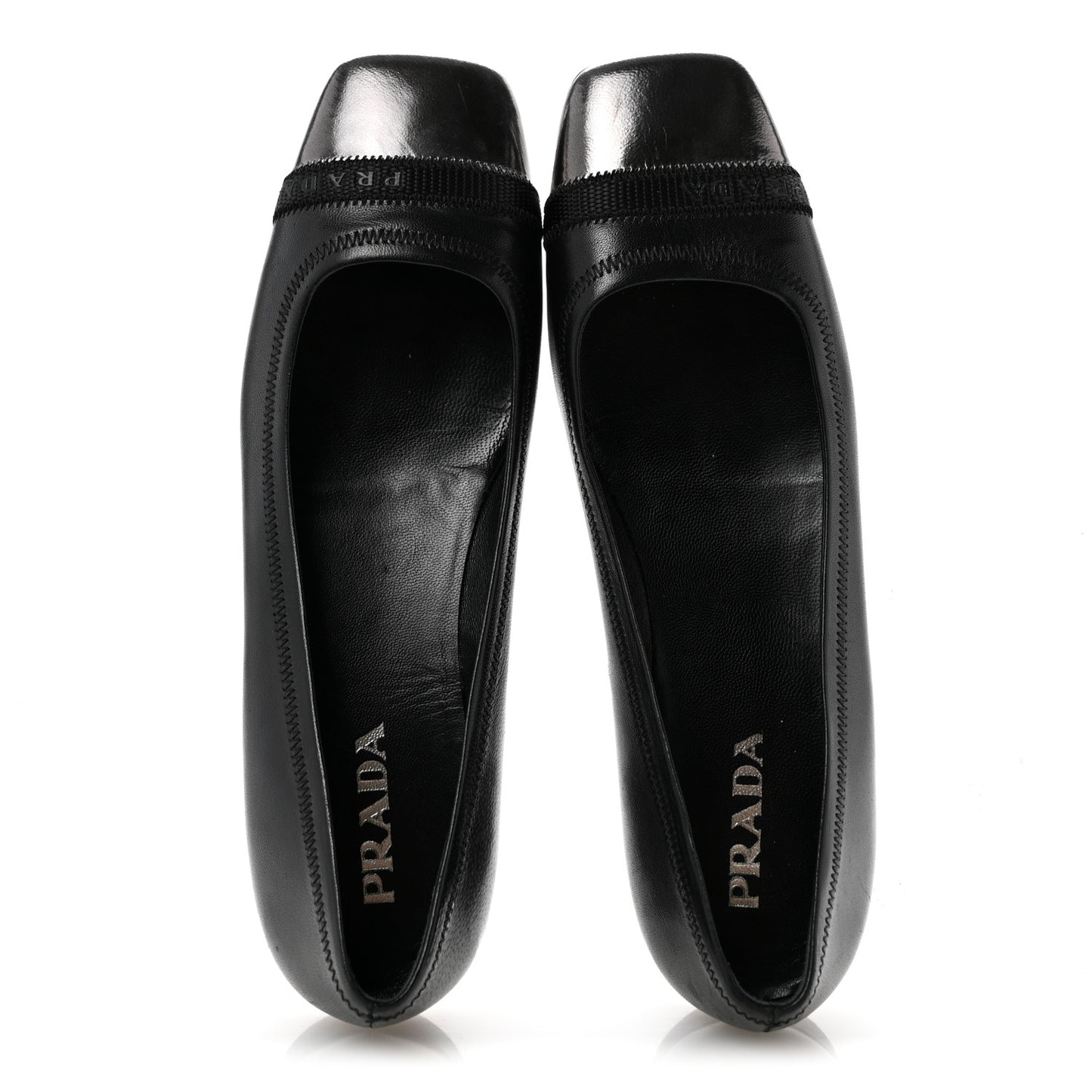 Nappa Metallic Square Toe Ballerina Flats 35.5 Black