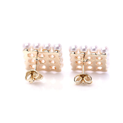 Mikimoto 14K Yellow Gold Akoya Pearl 3.7mm Square Earrings 3 of 5